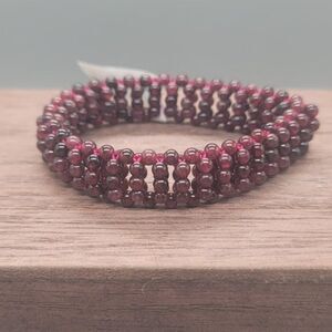 NWT- Red Garnet Bead Stretch Bracelet